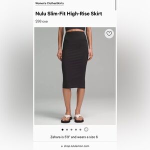 BNWT Nulu Slim-Fit High-Rise Skirt, Black size 2 or XS